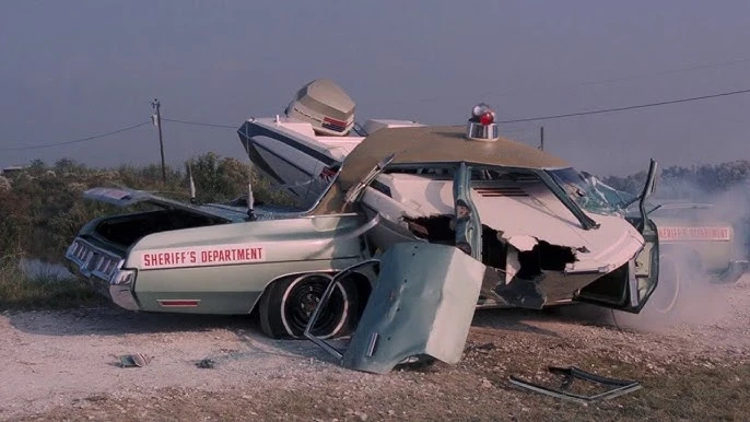 A wrecked Glastron boat from the filming of Live and Let Die.